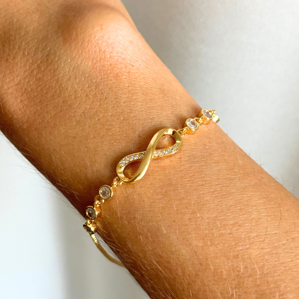 Infinity Bracelet – Gold & Silver | Cubic Zirconia Gift for Grandma