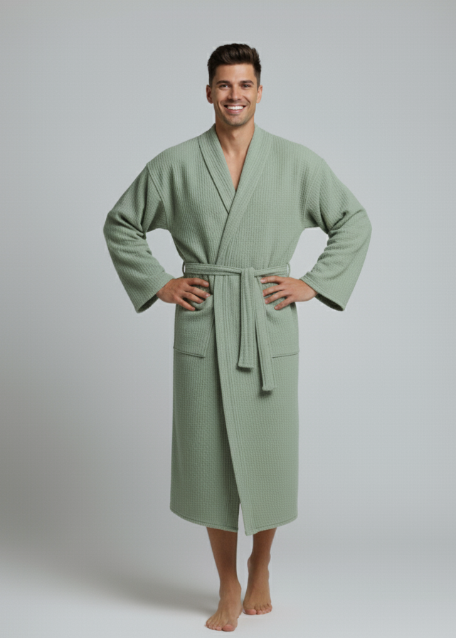 Organic Turkish Cotton Waffle Bathrobe – Luxurious Spa Gift for Grandma