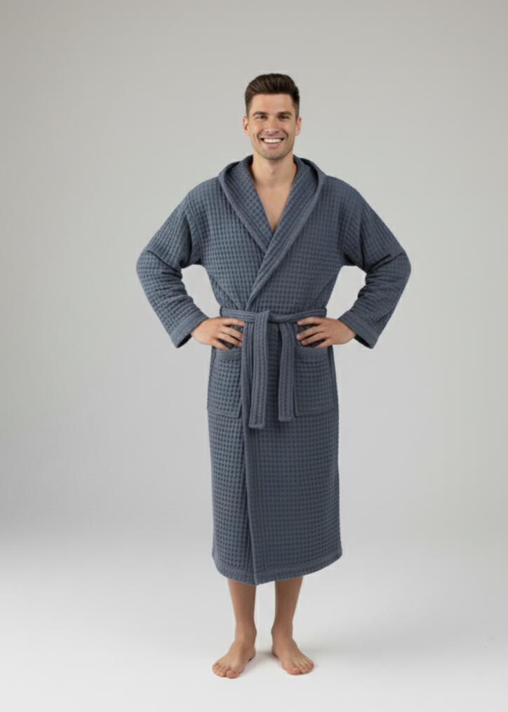 Organic Turkish Cotton Waffle Bathrobe – Luxurious Spa Gift for Grandma