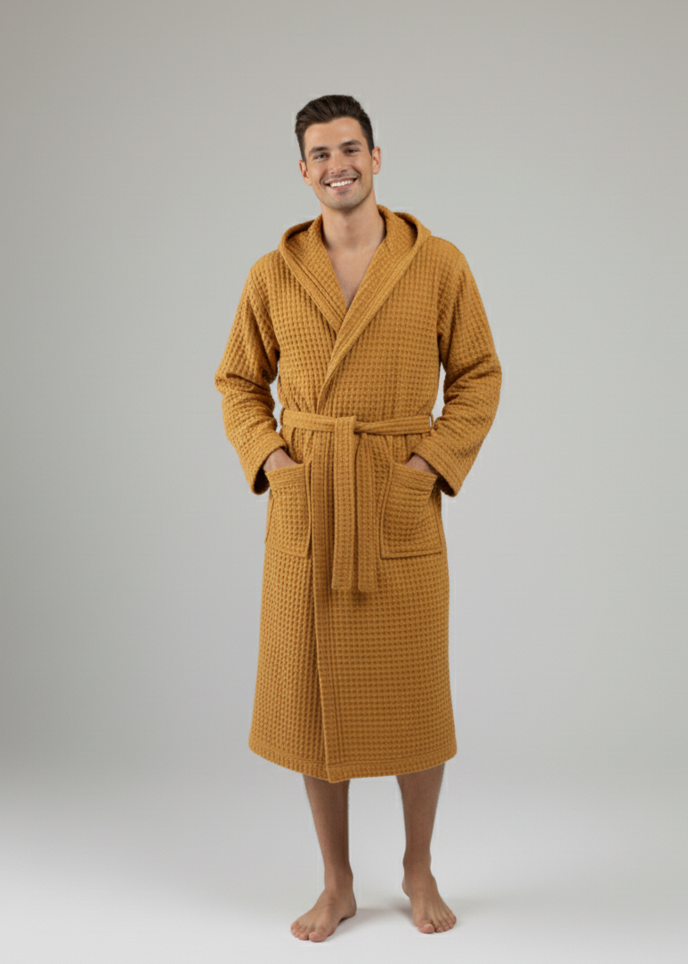 Organic Turkish Cotton Waffle Bathrobe – Luxurious Spa Gift for Grandma