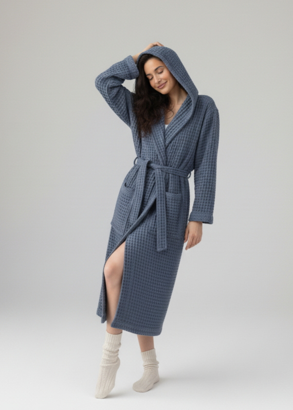 Organic Turkish Cotton Waffle Bathrobe – Luxurious Spa Gift for Grandma