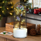 Creative 2-in-1 Rose Flowers LED Light & Bluetooth Speaker — Rose Luminous Night Light Ornament in Glass Cover