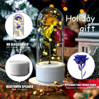 Creative 2-in-1 Rose Flowers LED Light & Bluetooth Speaker — Rose Luminous Night Light Ornament in Glass Cover