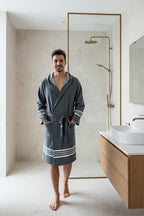 Organic Turkish Cotton Short Bathrobe with Hood – A Sweet Gift for Grandma