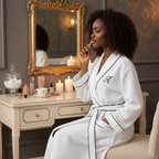 Women’s Waffle Piping Bathrobe – Lightweight Spa-Style Comfort