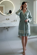 Organic Turkish Cotton Short Bathrobe with Hood – A Sweet Gift for Grandma